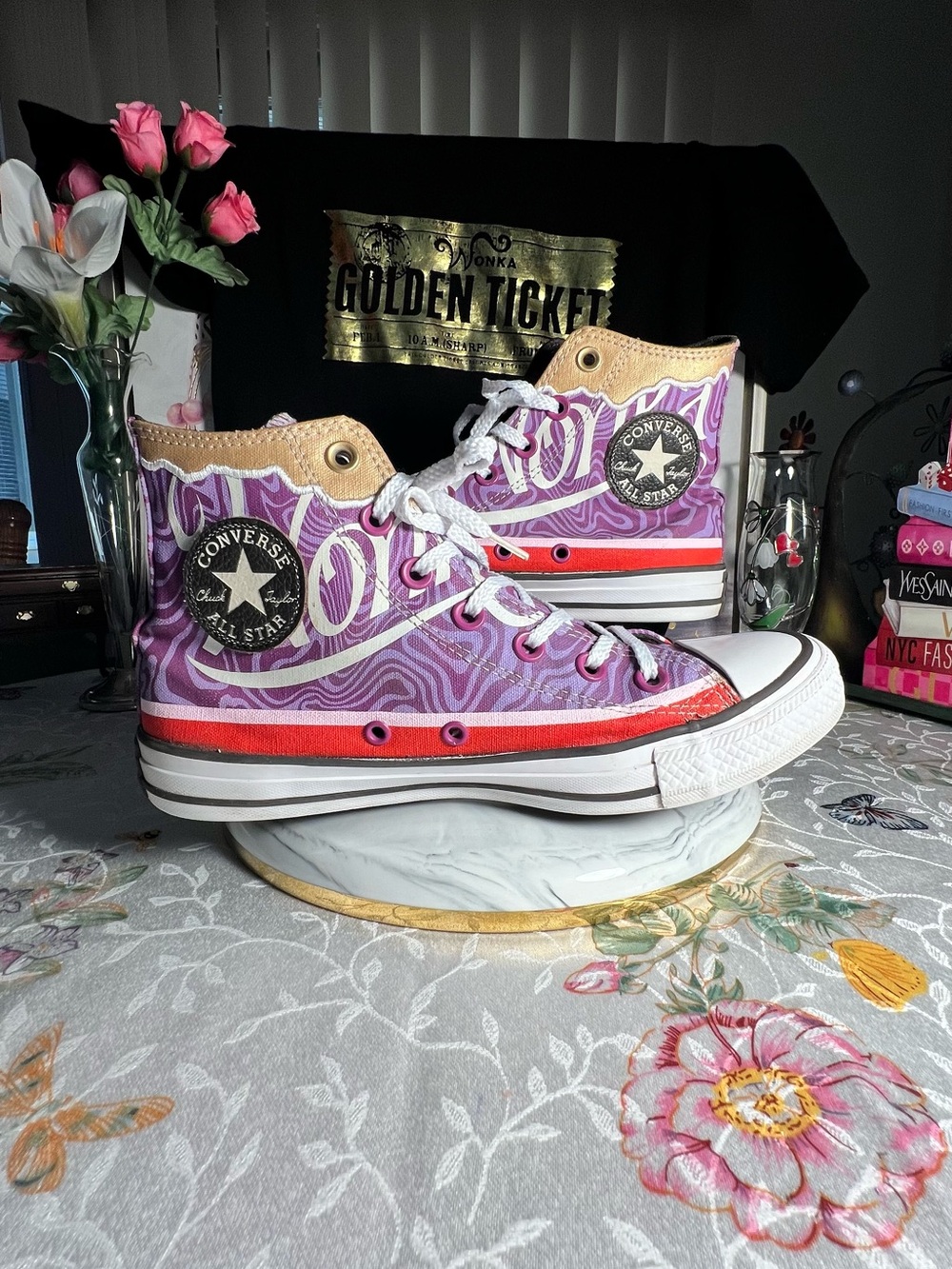 Converse x Wonka All Star Candy Swirl High-Top Sneakers w/Golden Ticket Accents - Picture 9 of 16